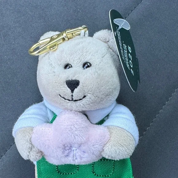 Starbucks Barista Bear with Pink Star Keychain Bag Charm - Picture 2 of 10